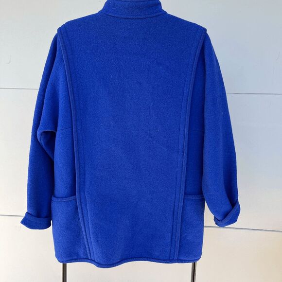 Vintage Geiger Austria Pure Wool Blue Jacket Coat Luxury Natural Fiber, Size M/L - Picture 2 of 9